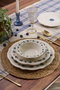 Hermia Blueberry Juego de Cena de Porcelana de 24 Piezas en Blanco, Azul y Verde